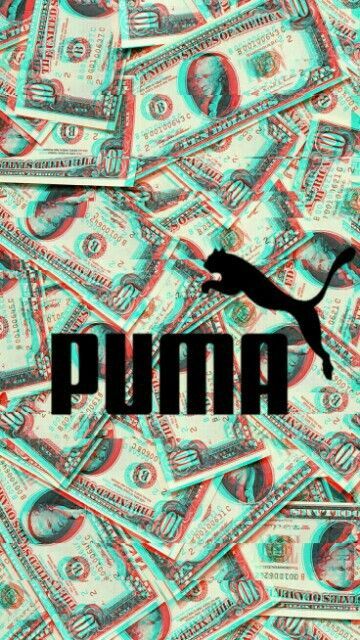 Puma, Logo, Dollarscheine, Geld, Glitch-Effekt, Hochformat, Hintergrundbild fürs Smartphone