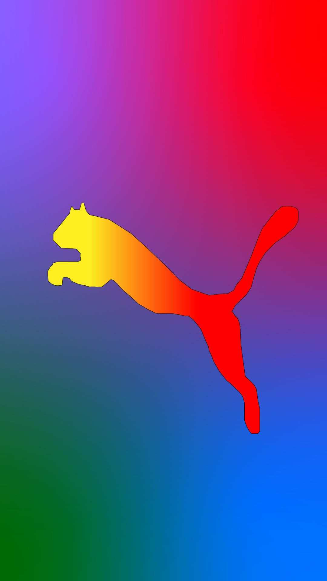 Puma, Logo, Regenbogen-Farbverlauf, Bunt, Full HD, Handy-Hintergrund im Hochformat