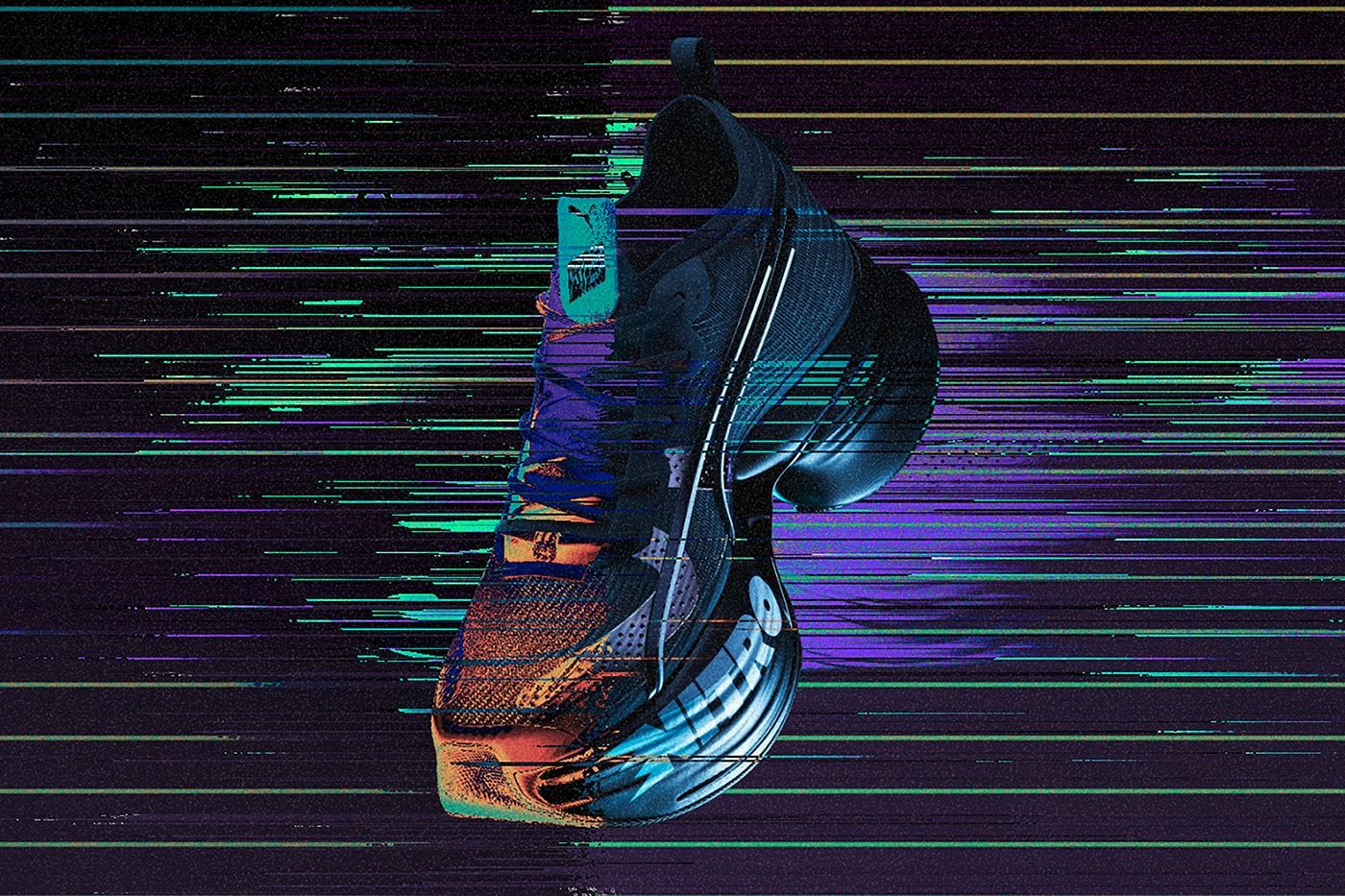 Puma, Sneaker, Glitch-Effekt, Neonstreifen, Laufschuh, HD, Desktop-Hintergrund für Windows