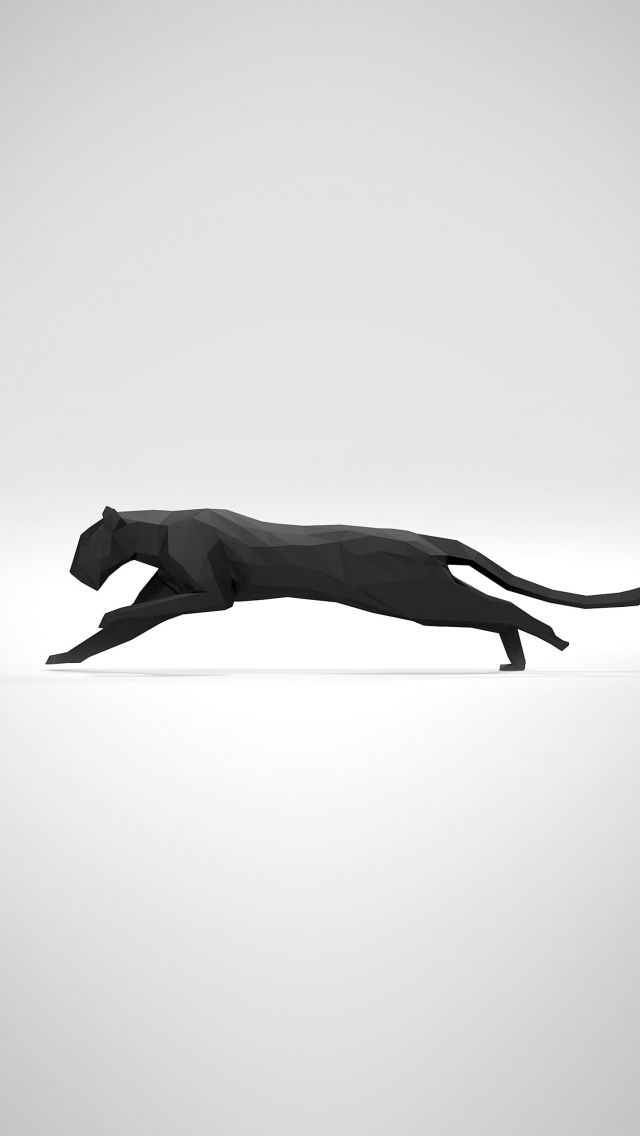 Schwarzer Panther, Puma, Sprung, Weißer Hintergrund, Minimalistisch, Sperrbildschirm fürs iPhone