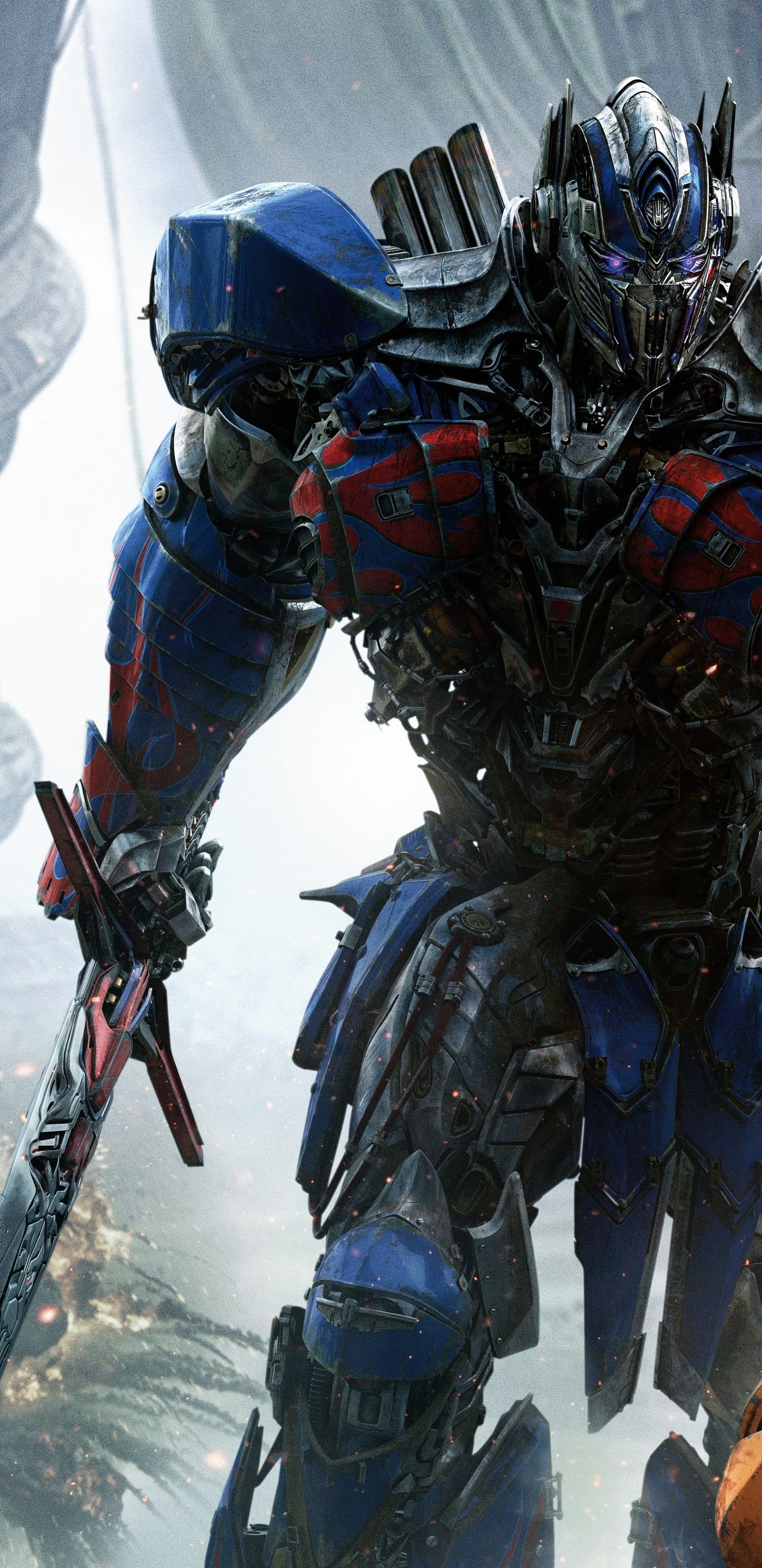 Optimus Prime, Transformers: The Last Knight, Schwert, Roboter, Blau, QHD+, Handy-Hintergrundbild