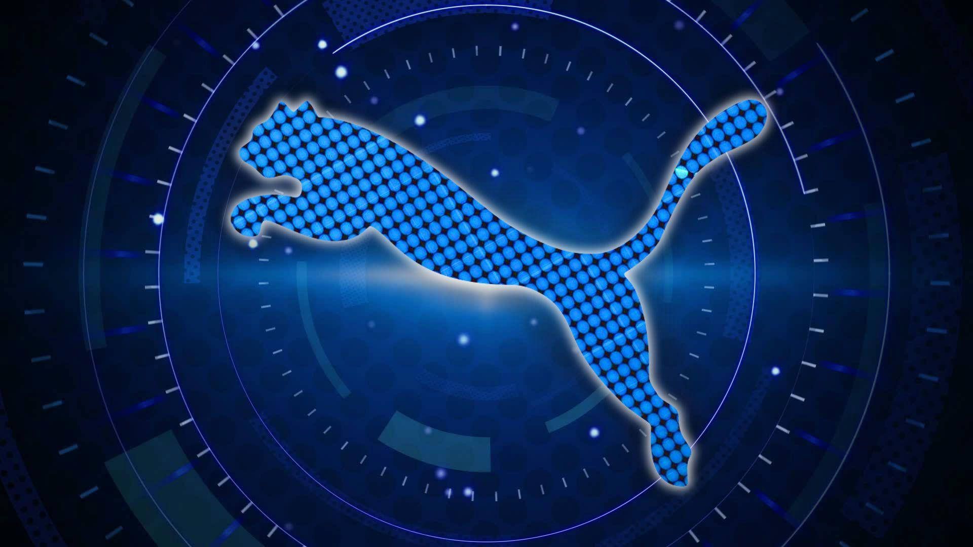 Puma, Logo, Blaues Hologramm, Technologie, Raster, 1920x1080, Full-HD-Hintergrundbild für PC