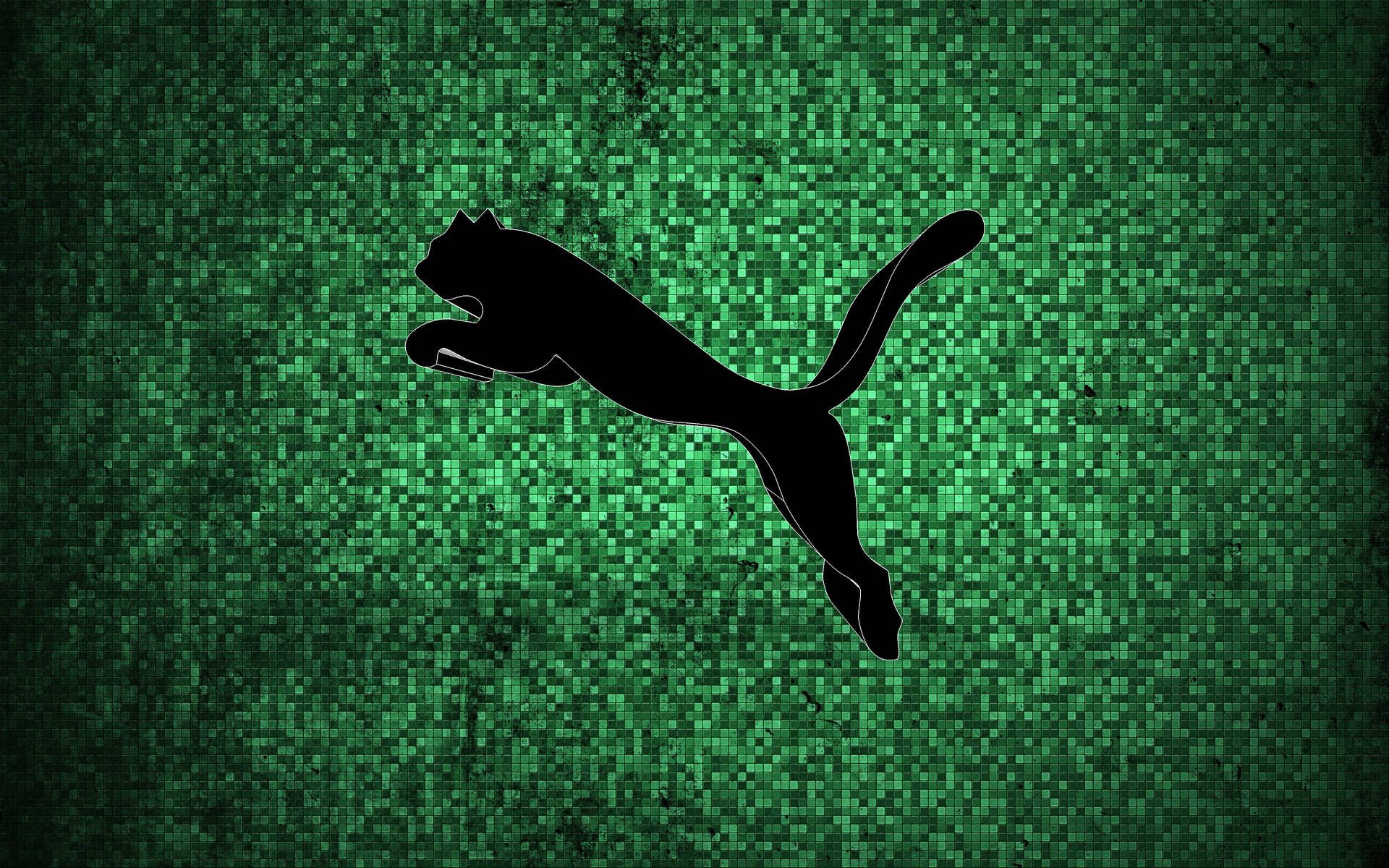 Puma, Logo, Grüne Pixel, Mosaik, 16:10, Full-HD-Hintergrundbild für den Desktop