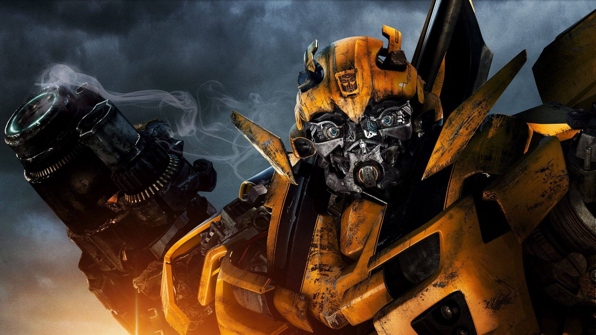 Bumblebee, Transformers – Die Rache, Roboter, Rauch, Nahaufnahme, Full-HD-Hintergrundbild für PC