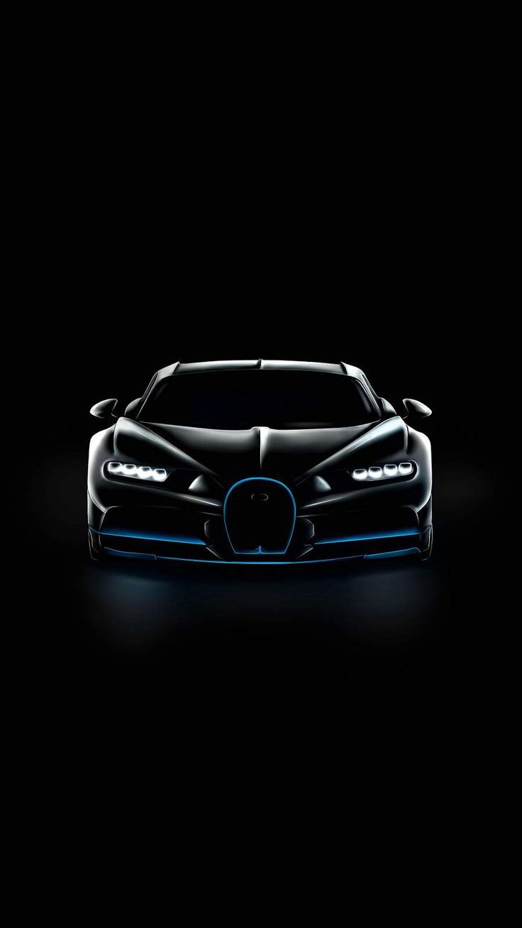 Bugatti Chiron, Frontansicht, Scheinwerfer, Schwarzer Hintergrund, Minimalismus, Sperrbildschirm