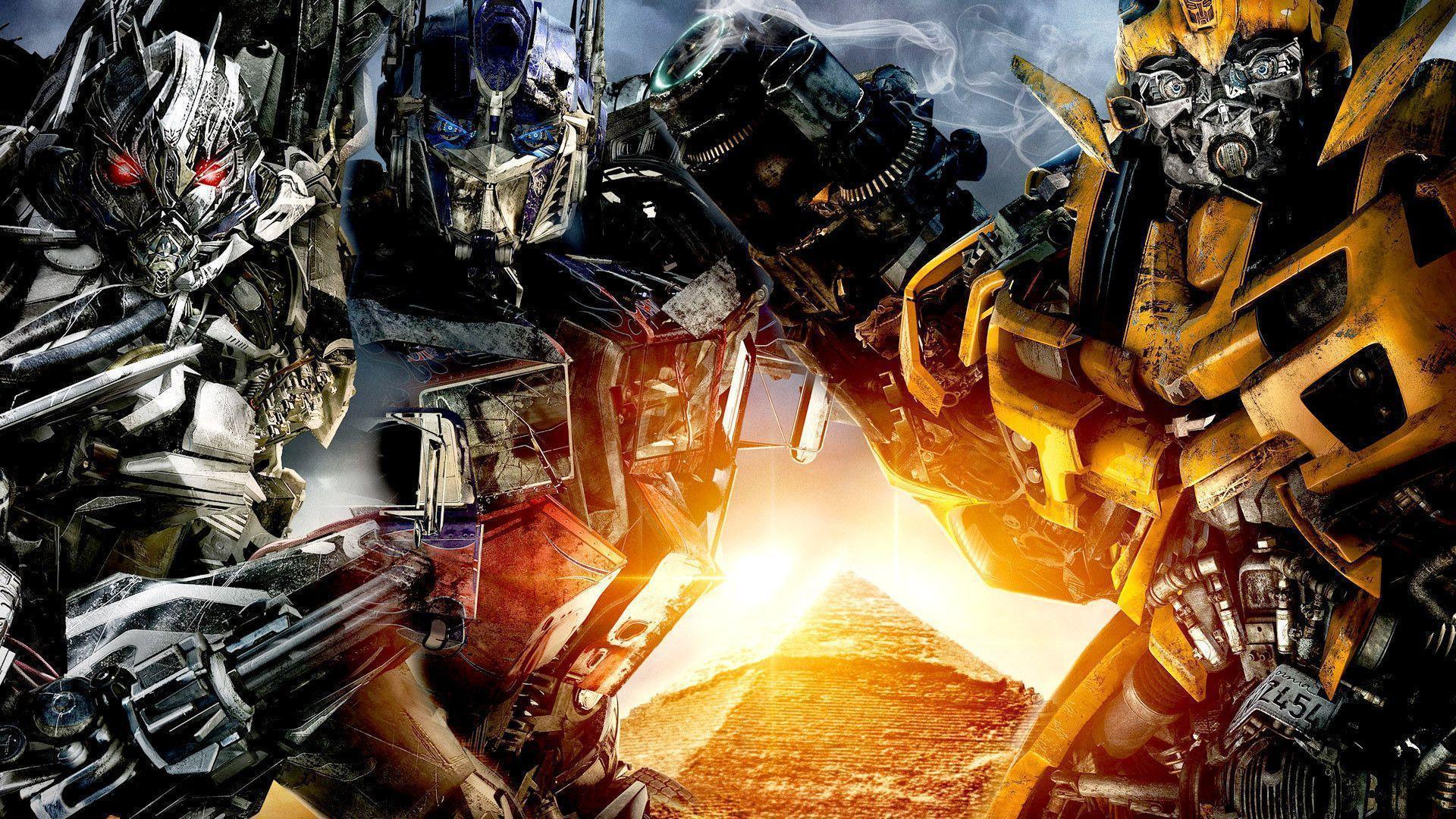 Transformers – Die Rache, Optimus Prime, Bumblebee, Megatron, Pyramide, Collage, 1080p Wallpaper