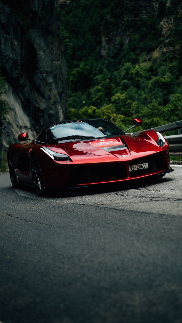Ferrari LaFerrari, Ferrari, Dunkelrot, Straße, Wald, Hintergrundbild für iPhone und Android