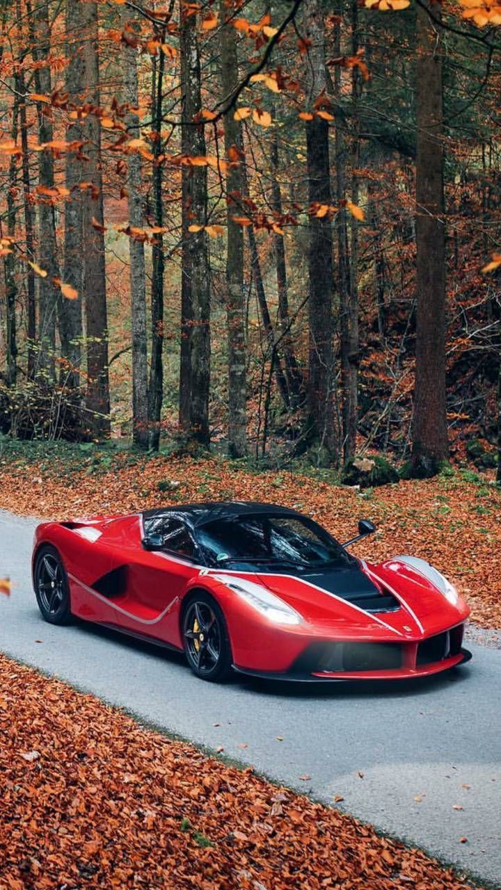 Ferrari LaFerrari, Herbst, Laub, Wald, Rot, HD, Sperrbildschirm fürs iPhone