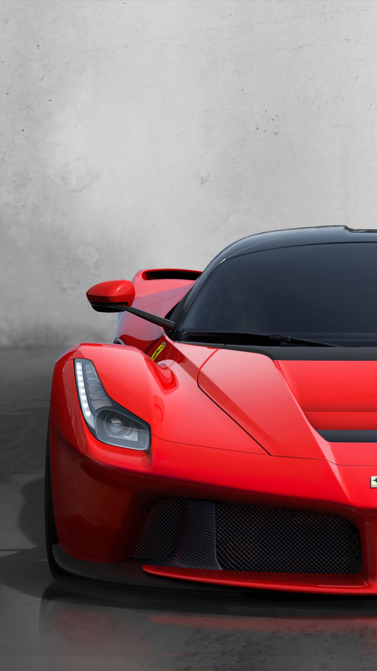 Ferrari LaFerrari, Frontansicht, Rot, Grau, QHD+, Hintergrundbild fürs Handy