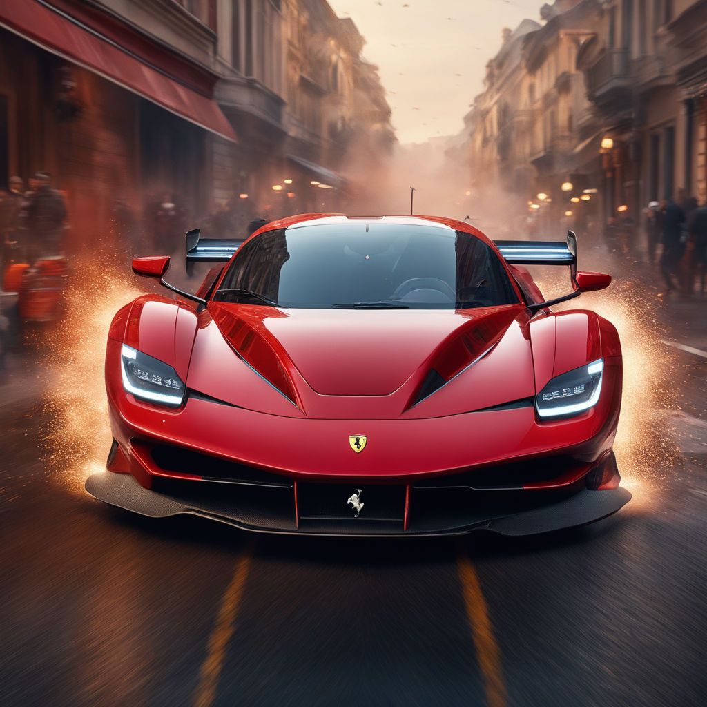 Ferrari LaFerrari, Stadt, Rauch, Digitale Kunst, Rot, Hintergrundbild für iPad und Tablet