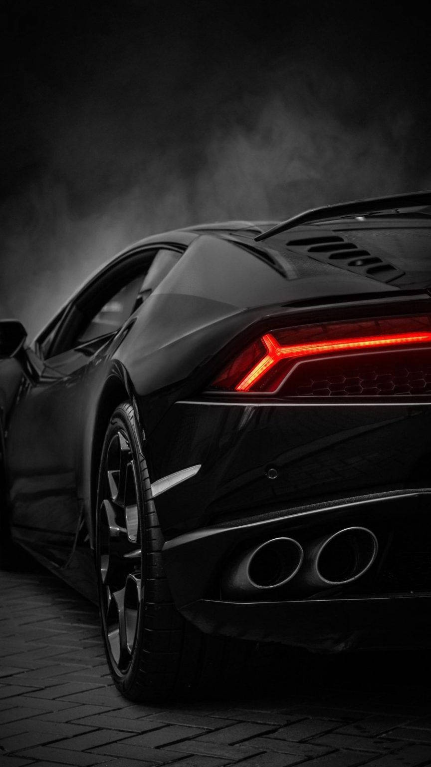 Lamborghini, Heckansicht, Rückleuchten, Rauch, Dunkel, Hochformat, Hintergrundbild fürs Smartphone