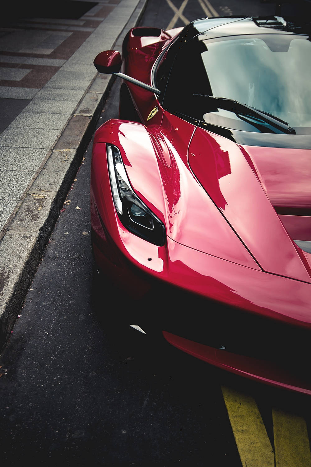 Ferrari LaFerrari, Rot, Vogelperspektive, Straße, HD, Sperrbildschirm fürs iPhone