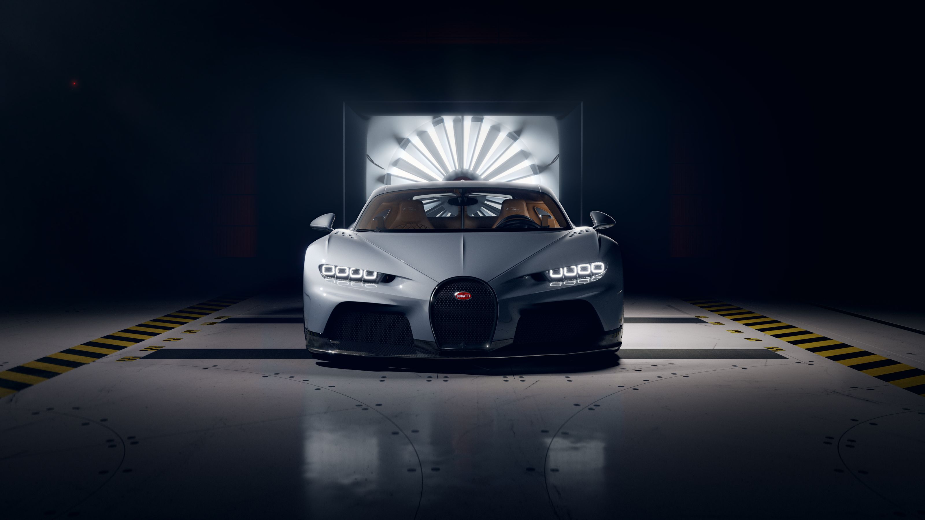 Bugatti Chiron Super Sport, Frontansicht, Studio, Lichtpaneel, Spiegelung, 2K, Desktop-Hintergrund