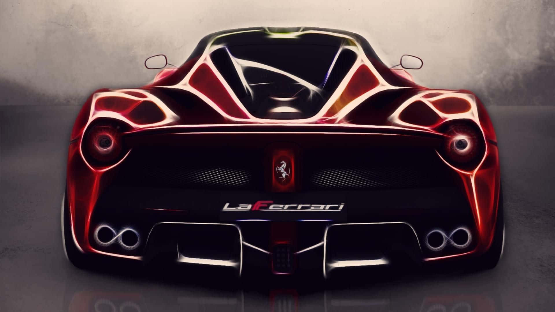 Ferrari LaFerrari, Heckansicht, Lichtlinien, Rot, Digitale Kunst, Full-HD-Hintergrundbild für PC