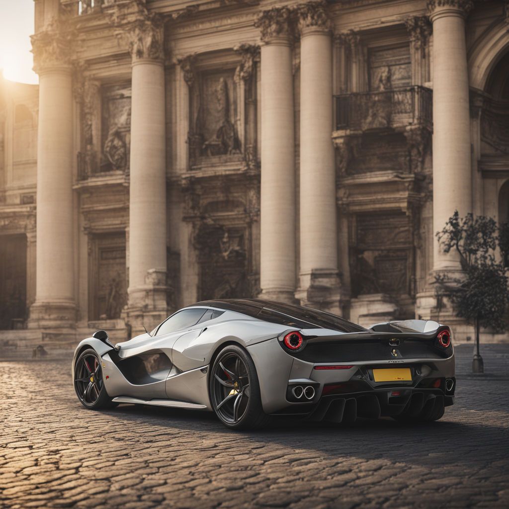 Ferrari LaFerrari, Silber, Kopfsteinpflaster, Palast, Säulen, Hintergrundbild fürs Tablet