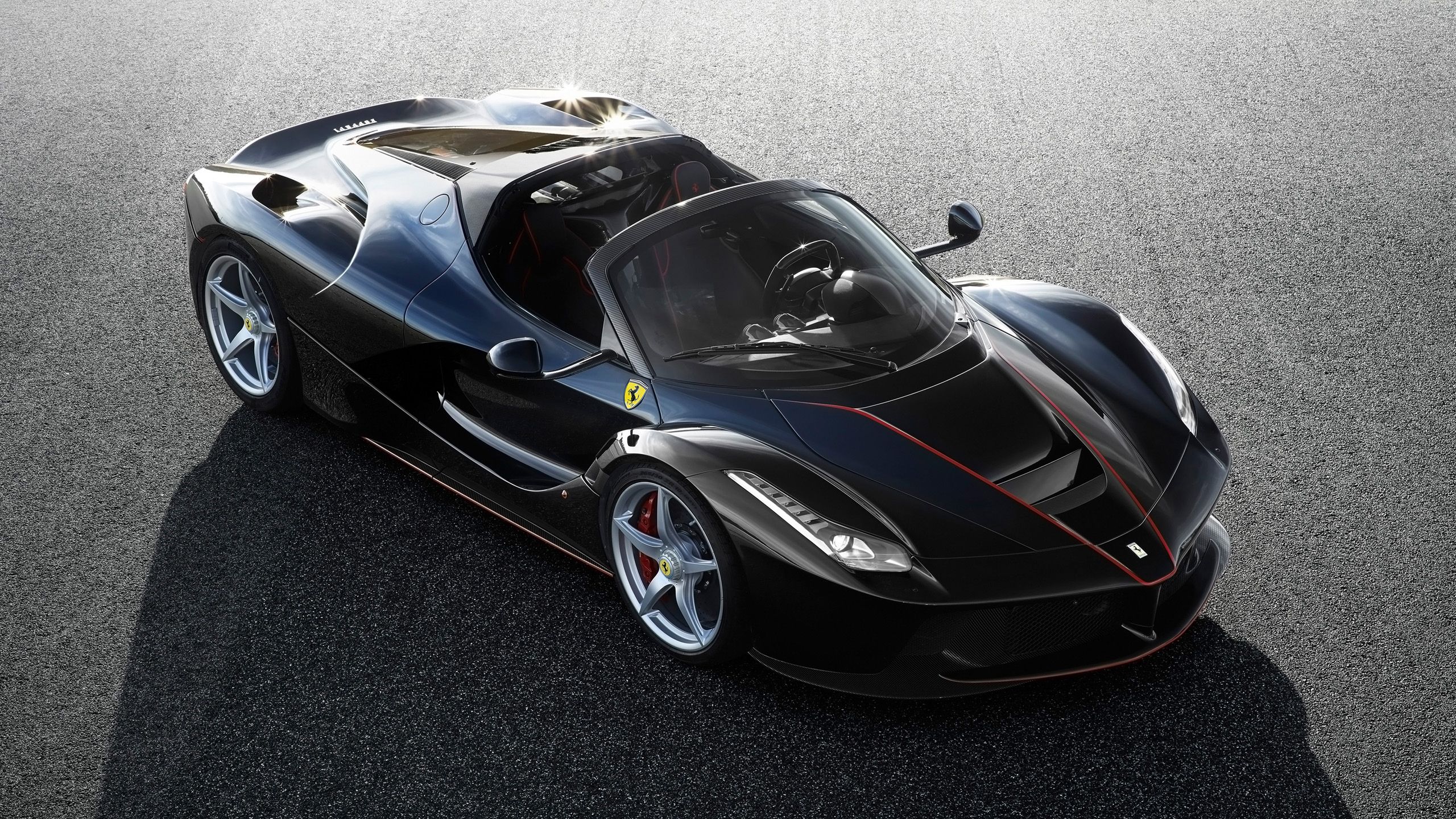 LaFerrari Aperta, Ferrari, Schwarz, Roadster, Vogelperspektive, 2K, Laptop-Hintergrundbild