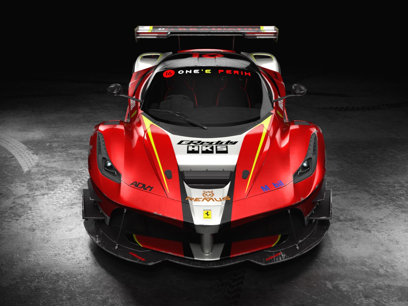 Ferrari FXX-K, Ferrari, Rennwagen, Frontansicht, Dunkel, HD, Tablet-Hintergrund