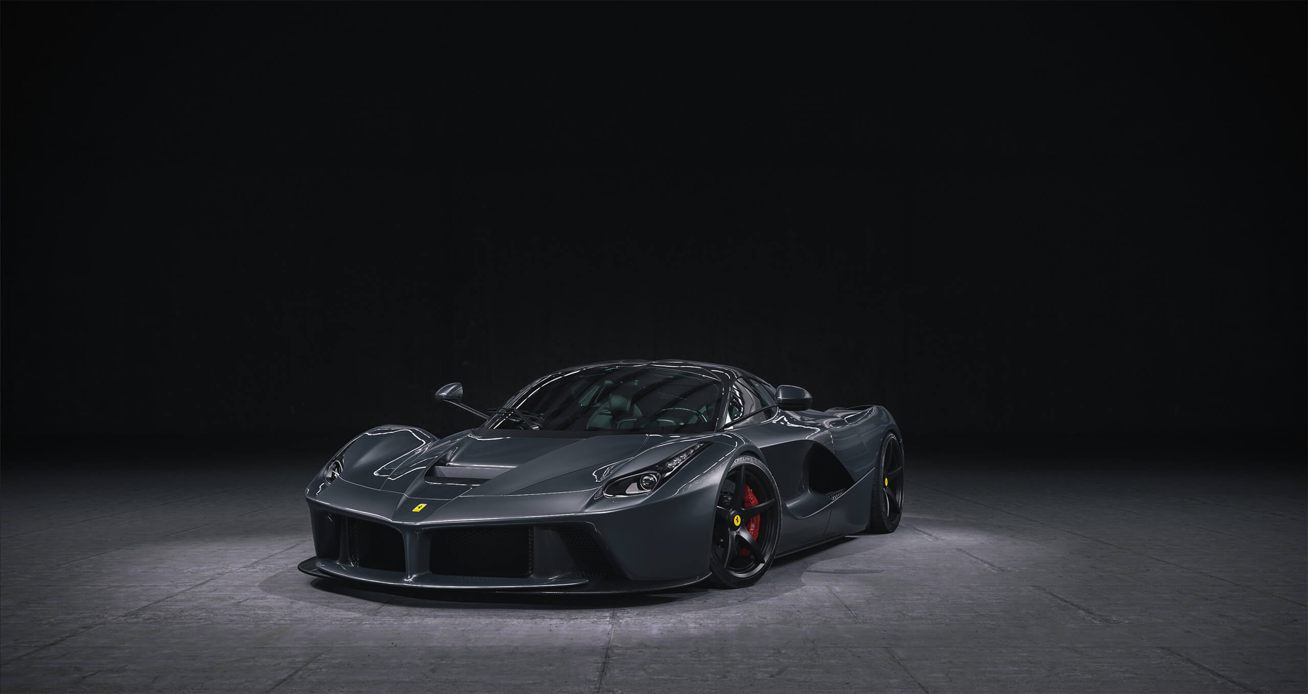 Ferrari LaFerrari, Schwarz, Studio, Dunkel, Minimalismus, 2K-Hintergrundbild für PC
