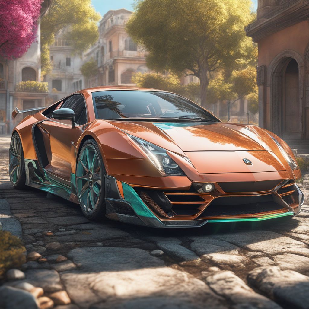 Lamborghini, Orange, Konzeptauto, Digitale Kunst, Mediterrane Straße, Hintergrundbild fürs iPad