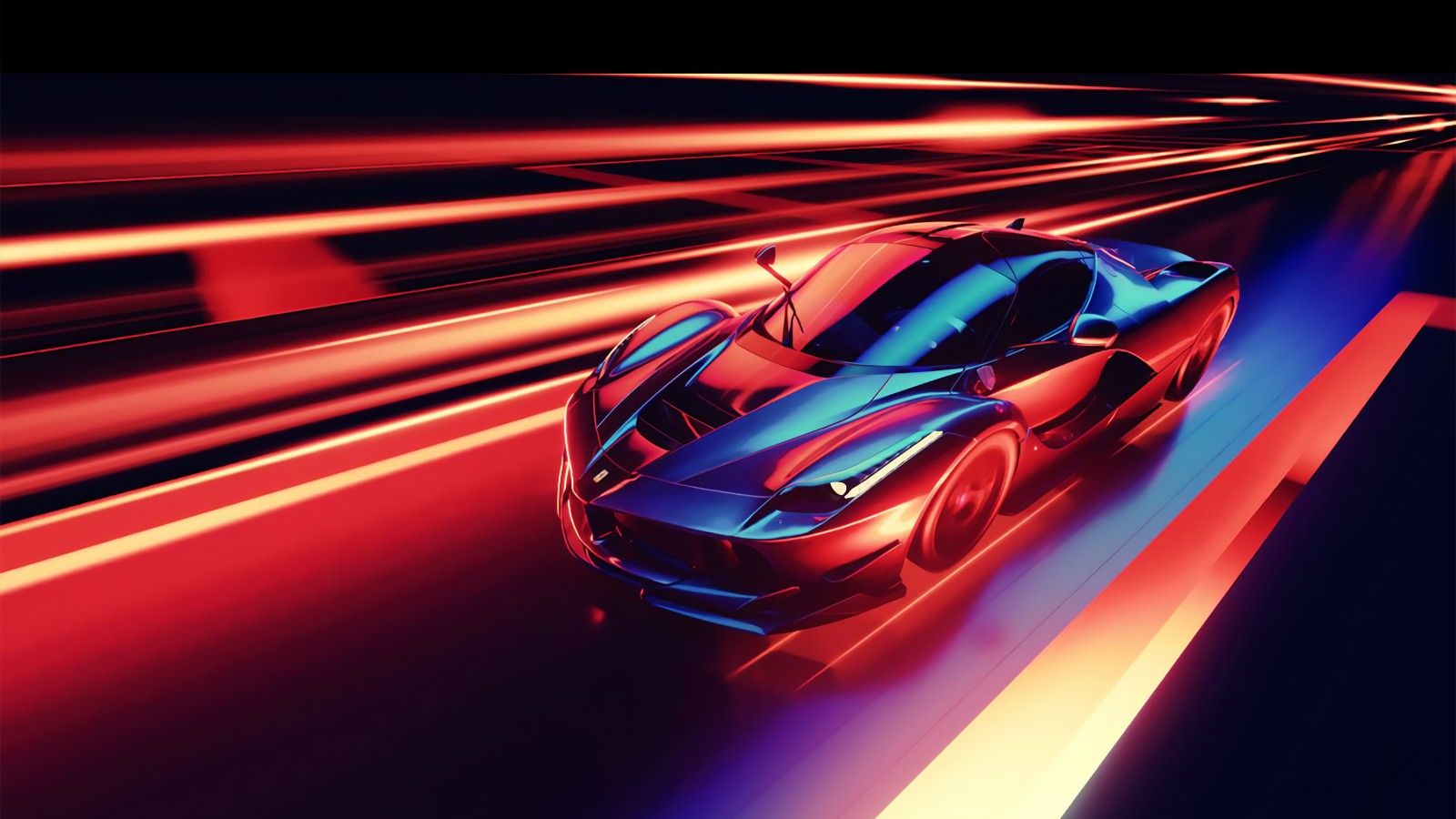 Ferrari LaFerrari, Lichtstreifen, Geschwindigkeit, Digitale Kunst, Neon, HD, Breitbild-Hintergrundbild