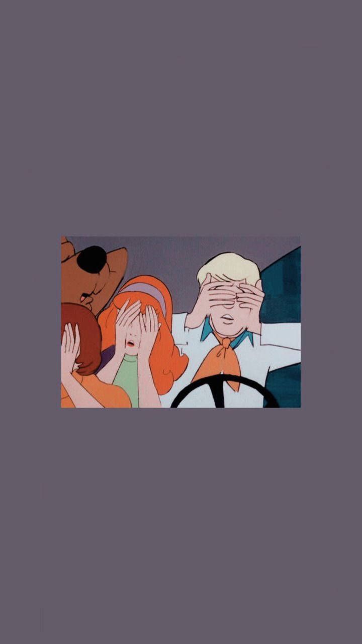 Daphne Blake, Fred Jones, Scooby-Doo, Auto, Graulila Hintergrund, Minimalismus, Sperrbildschirm