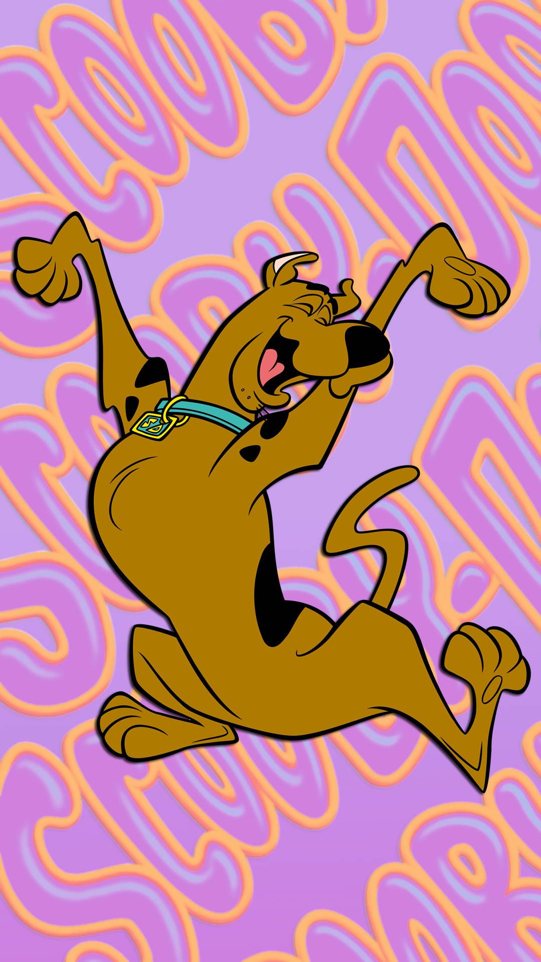 Scooby-Doo, Lila Hintergrund, Schriftzug, Tanzen, Zeichentrick, Sperrbildschirm fürs iPhone