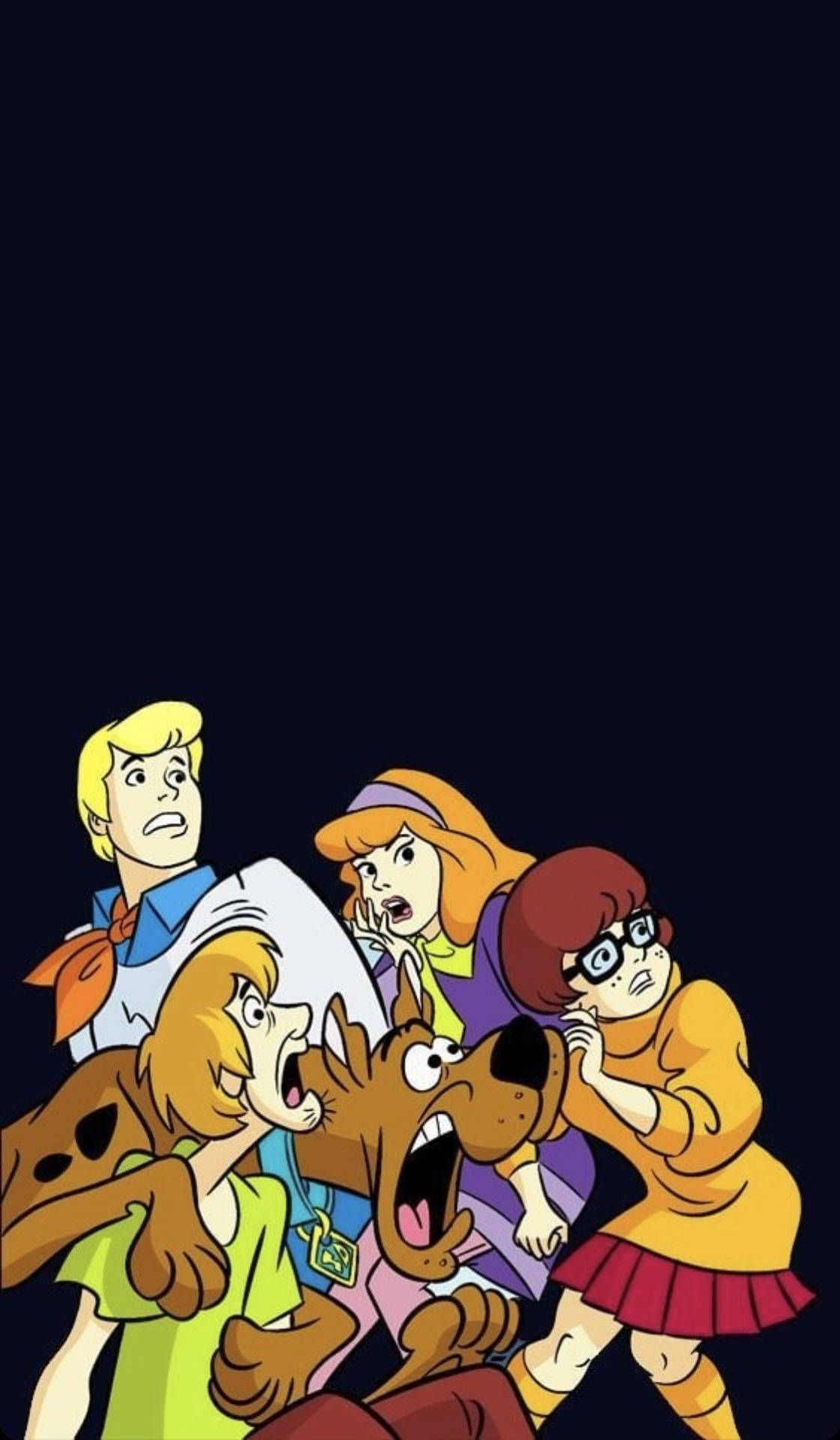 Mystery Inc., Scooby-Doo, Fred Jones, Velma Dinkley, Daphne Blake, Dunkler Hintergrund, Sperrbildschirm