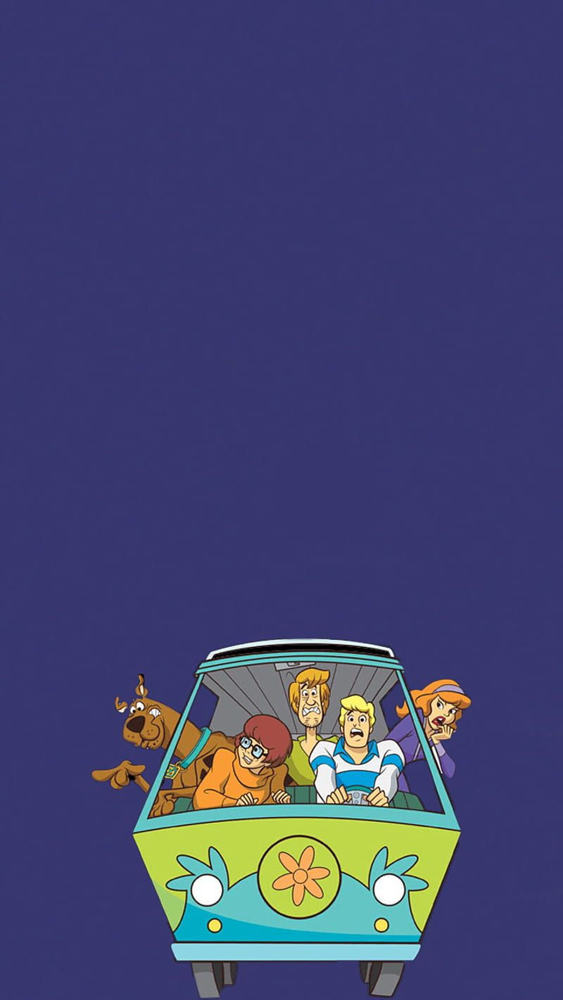 Mystery Machine, Scooby-Doo, Mystery Inc., Violetter Hintergrund, Minimalismus, Sperrbildschirm