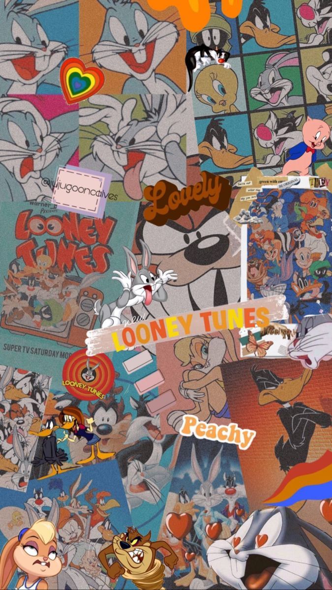 Bugs Bunny, Looney Tunes, Collage, Comic, Bunt, Hochformat, Hintergrundbild fürs Smartphone