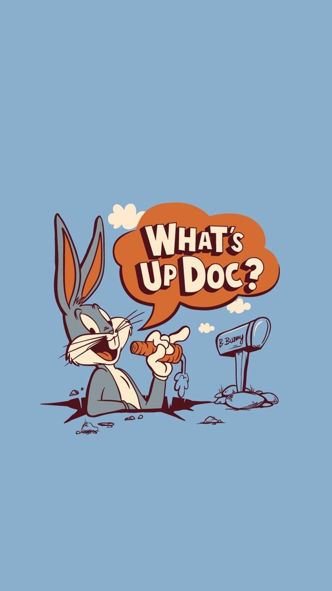 Bugs Bunny, What's Up, Doc?, Möhre, Hellblauer Hintergrund, Zeichentrick, Sperrbildschirm fürs iPhone