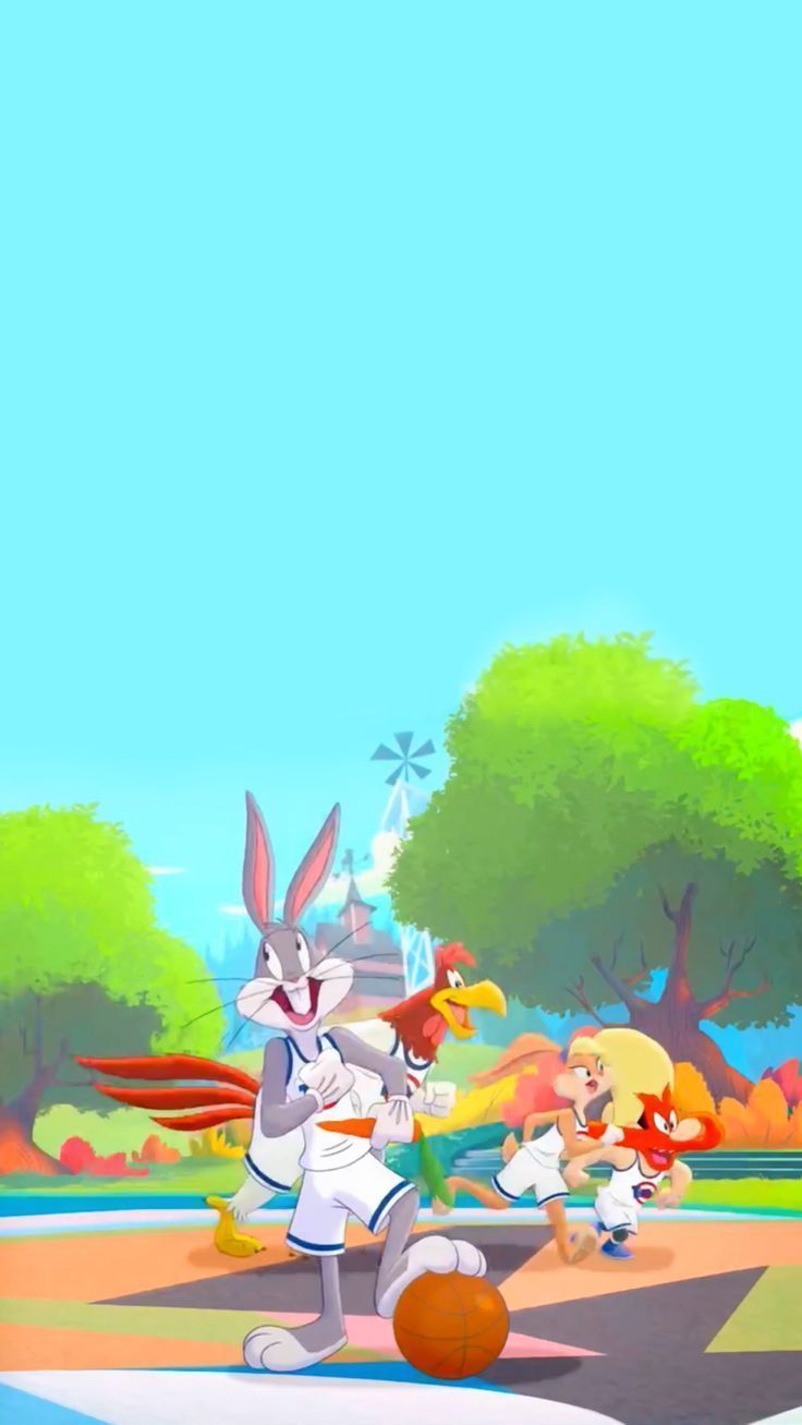 Bugs Bunny, Lola Bunny, Basketball, Park, Zeichentrick, HD, Hintergrundbild fürs Handy