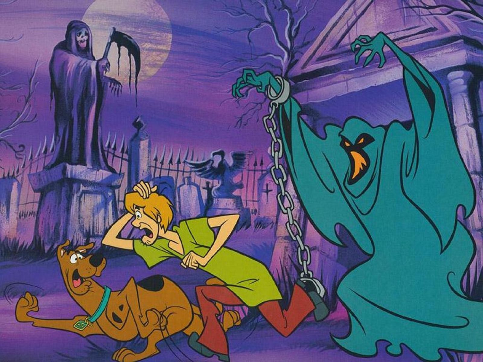 Scooby-Doo, Shaggy, Gespenst, Friedhof, Ketten, Halloween, HD, Tablet-Hintergrund