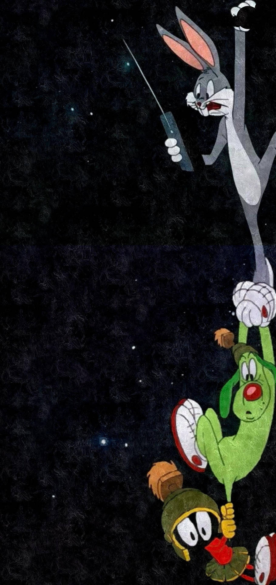 Bugs Bunny, Marvin der Marsianer, Weltraum, Sterne, Schwarz, HD, Handy-Hintergrundbild