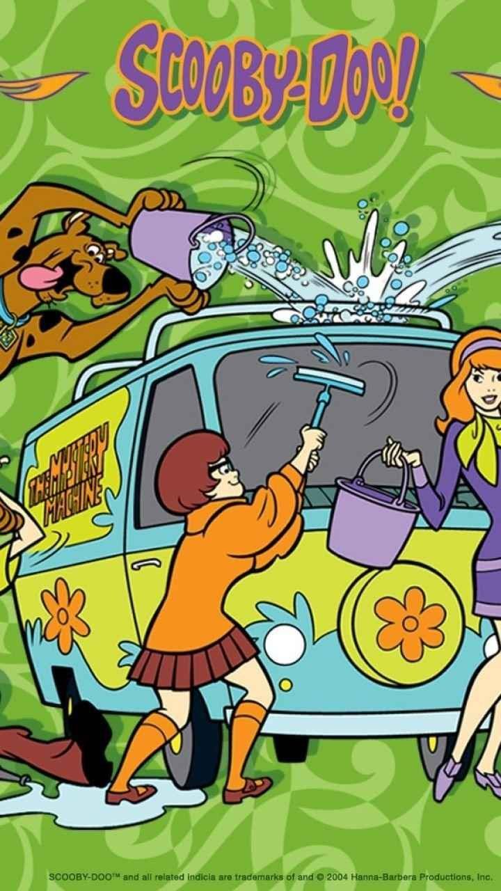 Scooby-Doo, Mystery Machine, Shaggy, Grüner Hintergrund, Logo, Sperrbildschirm fürs iPhone