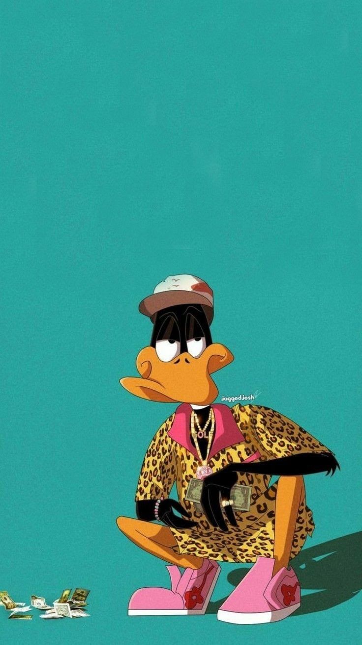 Daffy Duck, Streetwear, Mütze, Türkis Hintergrund, Cool, Sperrbildschirm fürs iPhone