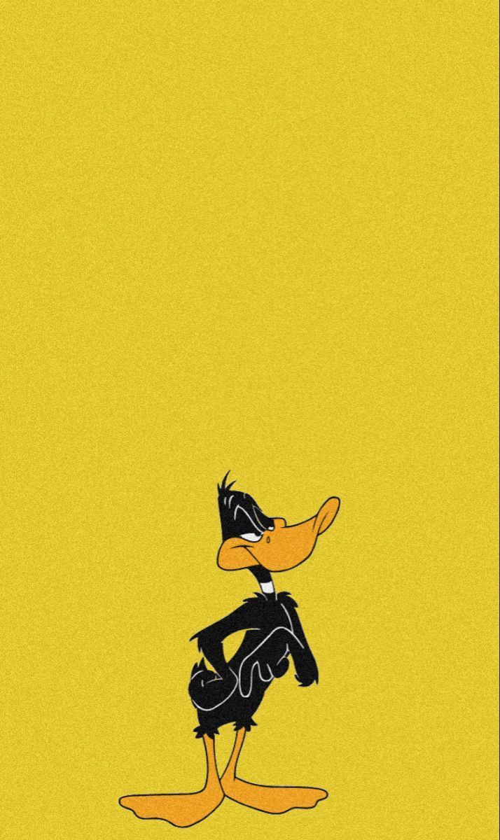 Daffy Duck, Gelber Hintergrund, Minimalistisch, Zeichentrick, Sperrbildschirm fürs iPhone