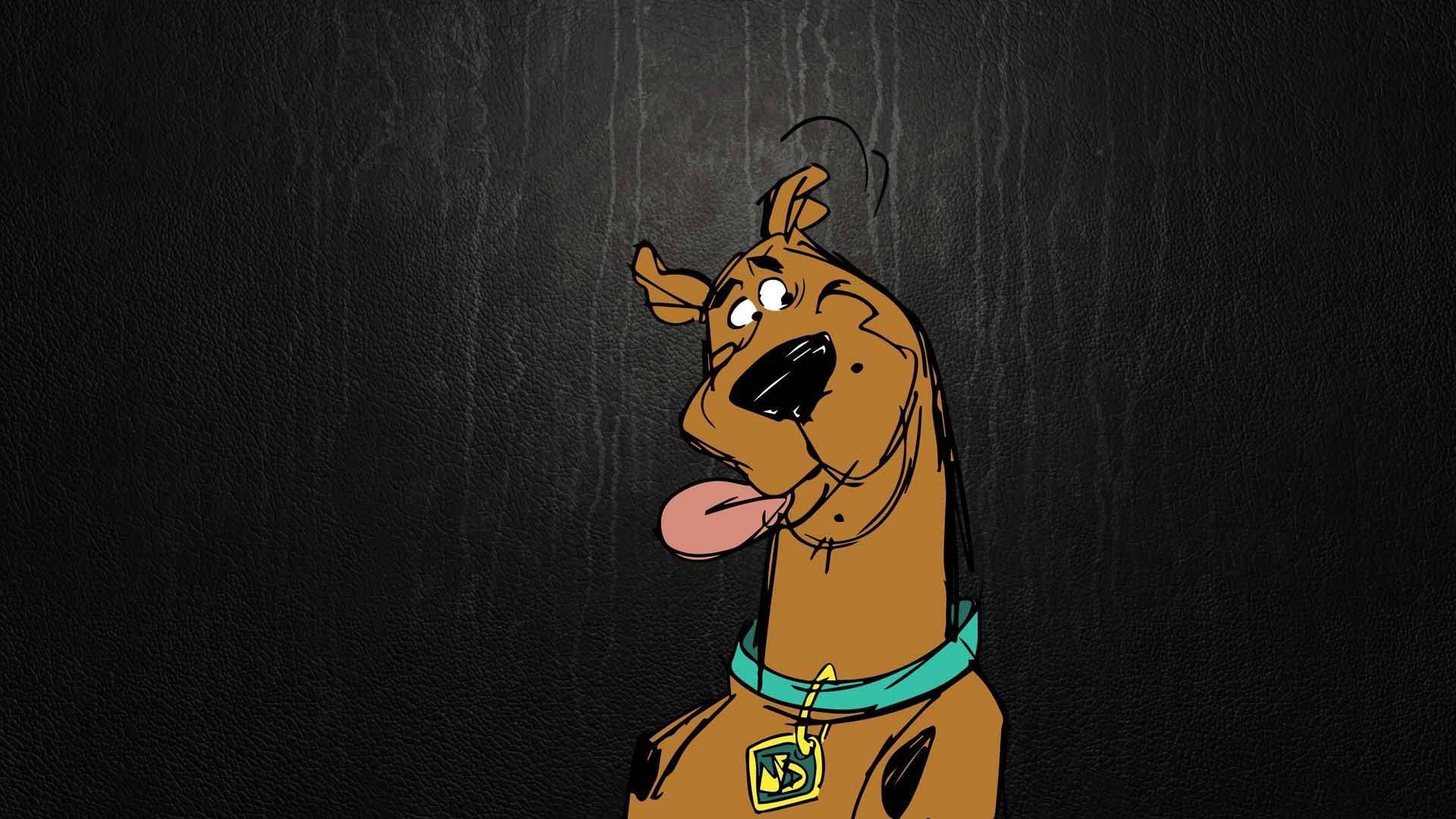 Scooby-Doo, Zunge, Dunkler Hintergrund, Porträt, Zeichentrick, Full HD Wallpaper