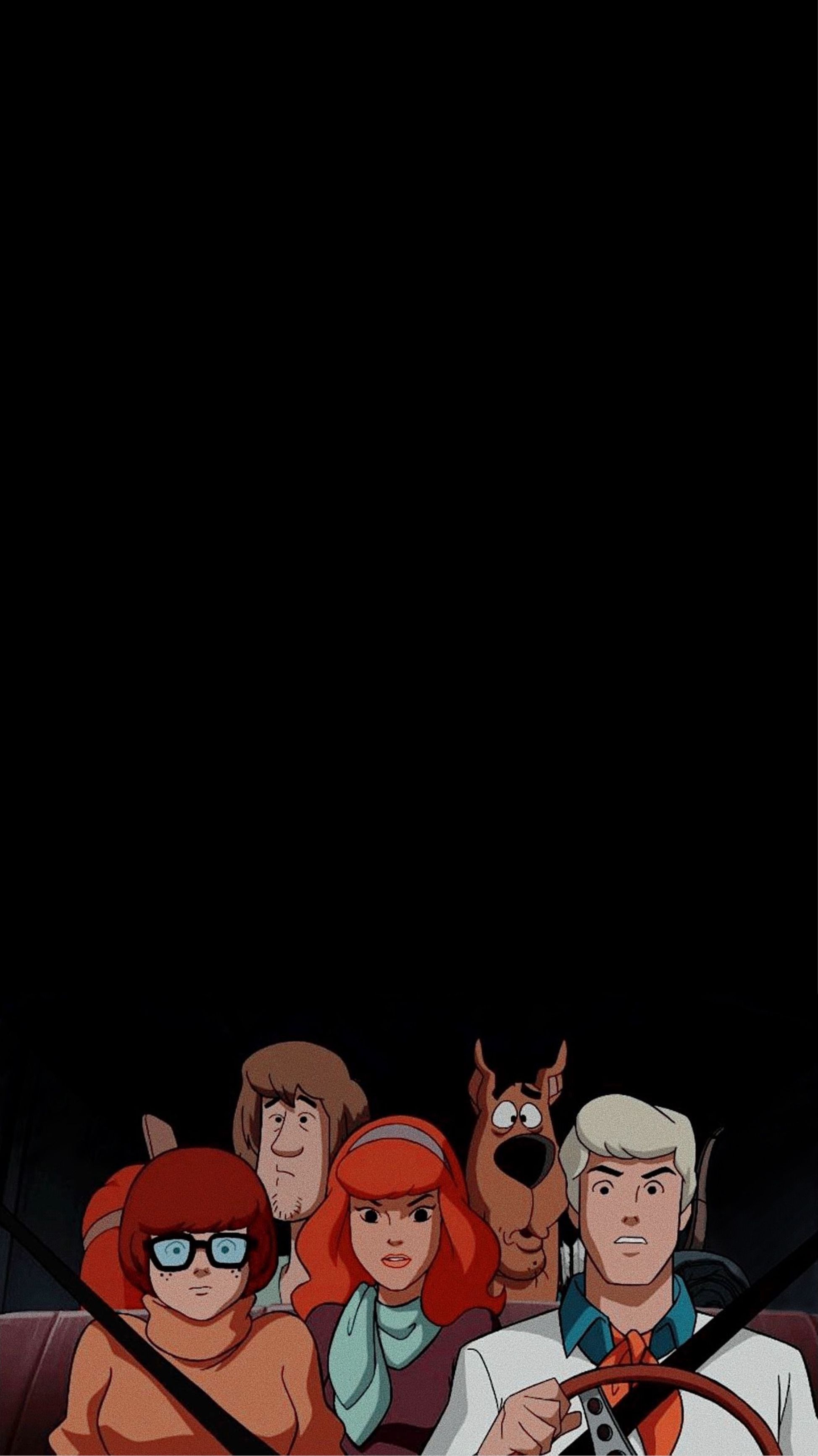 Mystery Inc., Scooby-Doo, Velma Dinkley, Daphne Blake, Fred Jones, Schwarzer Hintergrund, Sperrbildschirm