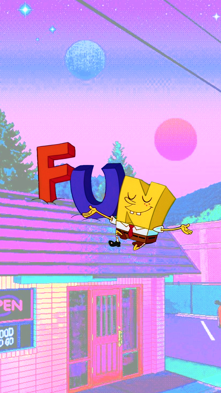 SpongeBob Schwammkopf, Fun, Pastellfarben, Ästhetik, HD, Hintergrundbild fürs Handy