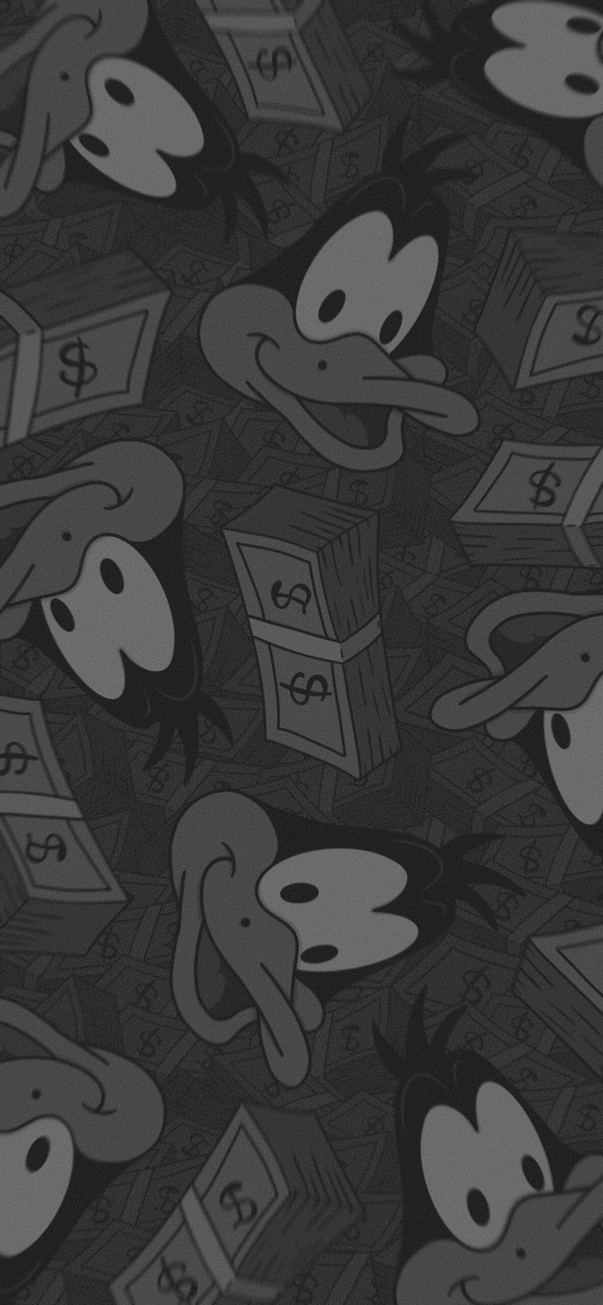 Daffy Duck, Muster, Dunkelgrau, Monochrom, Full HD, Handy-Hintergrund im Hochformat