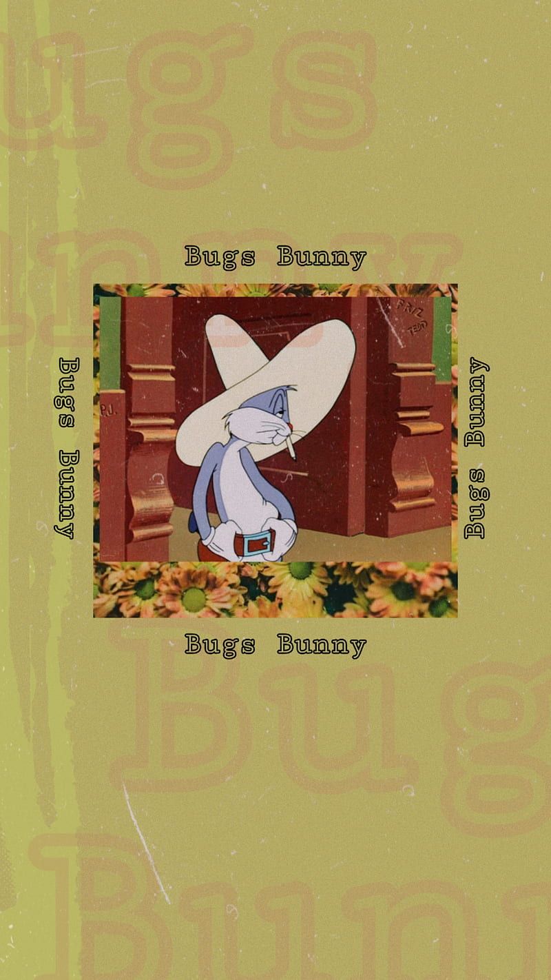 Bugs Bunny, Bilderrahmen, Vintage, Olivgrün, Typografie, Android-Hintergrundbild