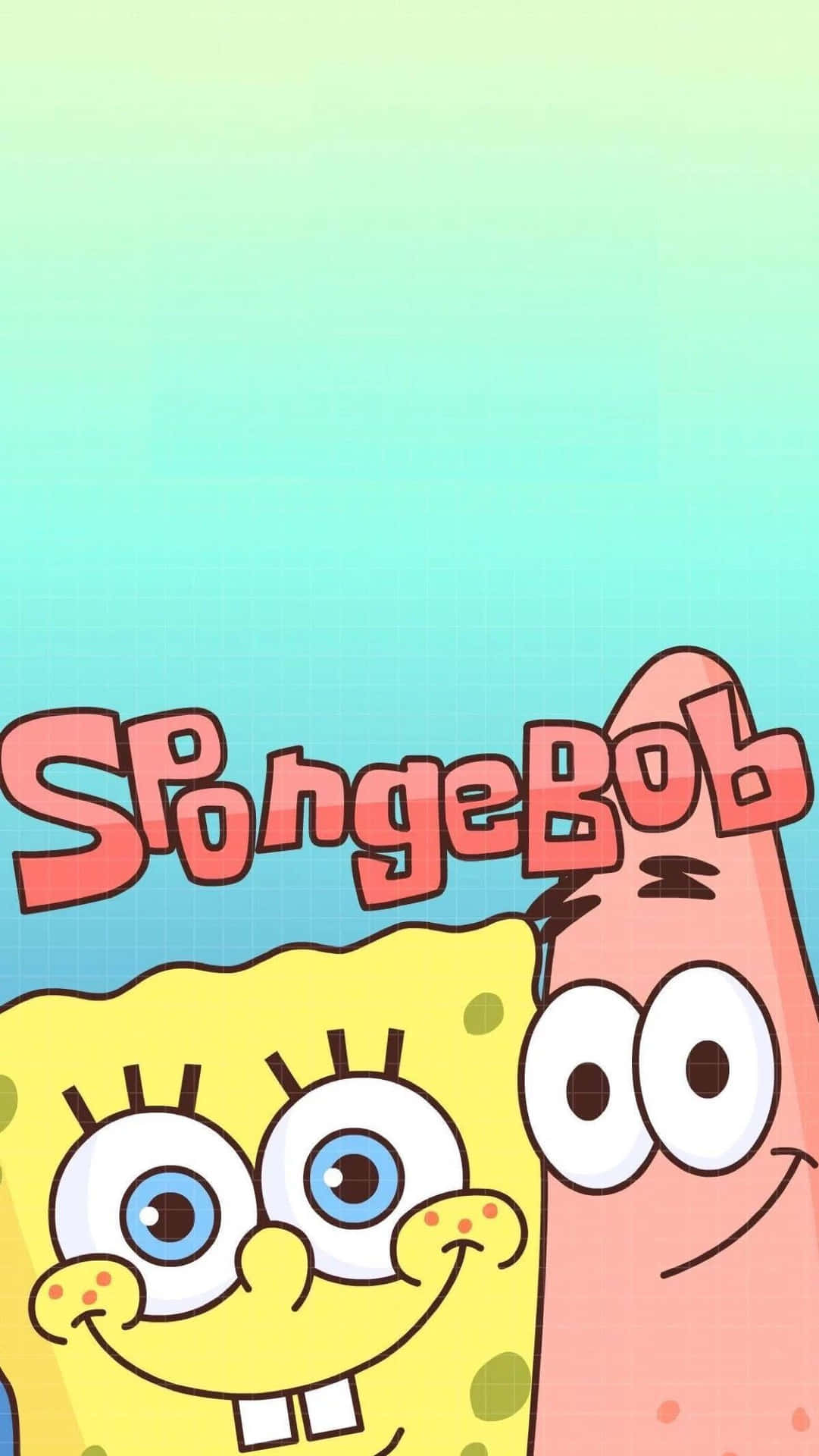 SpongeBob Schwammkopf, Patrick Star, Logo, Farbverlauf, Türkis, Full HD, Handy-Hintergrundbild