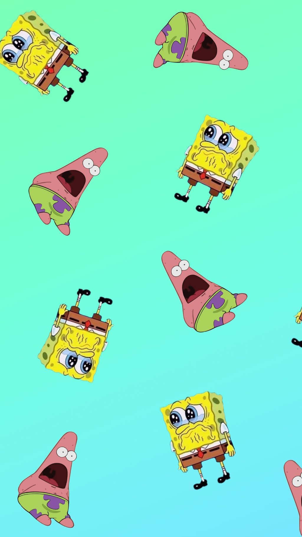 SpongeBob Schwammkopf, Patrick Star, Muster, Türkis, HD, Sperrbildschirm fürs iPhone