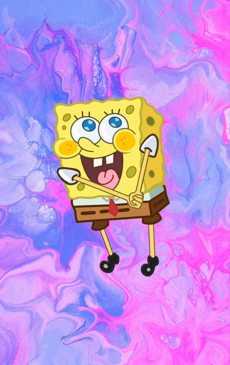 SpongeBob Schwammkopf, Marmoroptik, Lila-rosa, Lachen, HD, Handy-Hintergrund im Hochformat