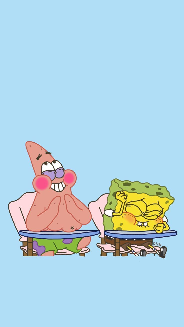Patrick Star, SpongeBob Schwammkopf, Hellblauer Hintergrund, Minimalistisch, Sperrbildschirm