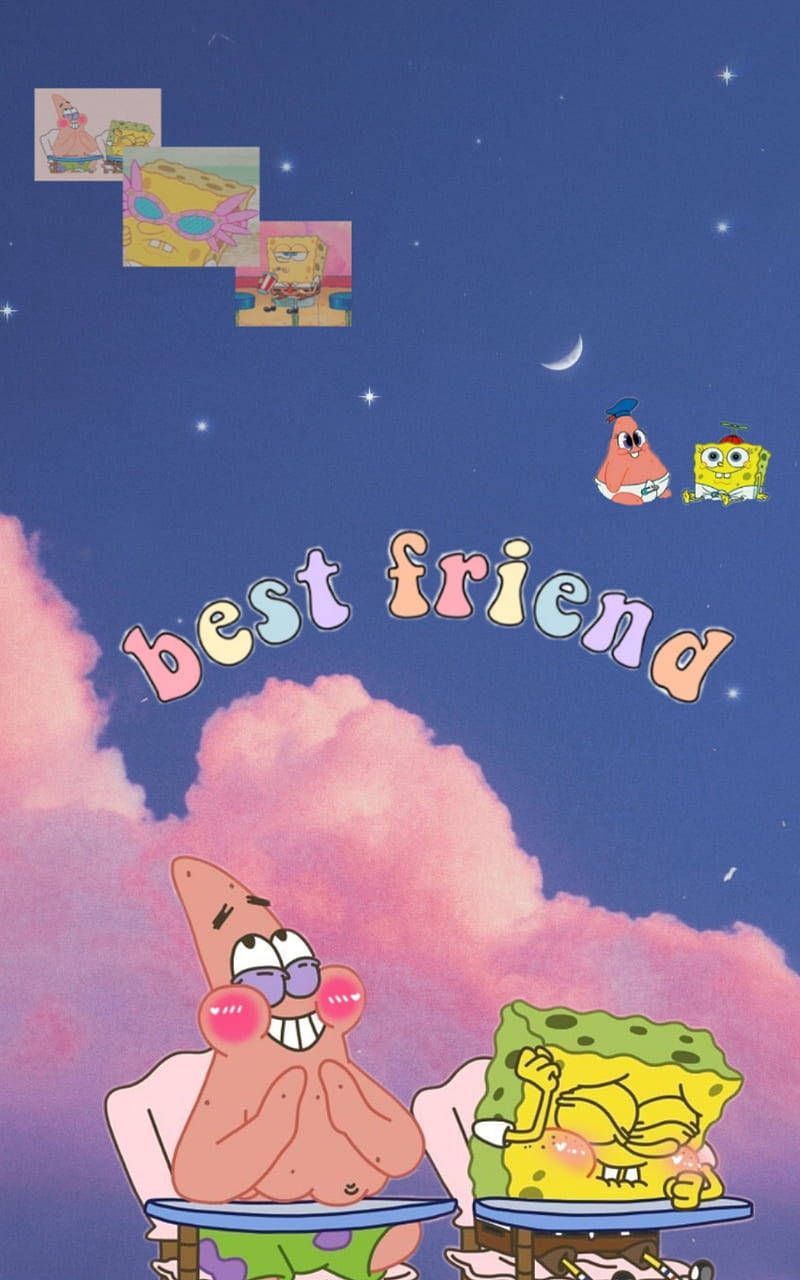 SpongeBob Schwammkopf, Patrick Star, Best Friend, Rosa Wolken, Freundschaft, Handy-Hintergrundbild