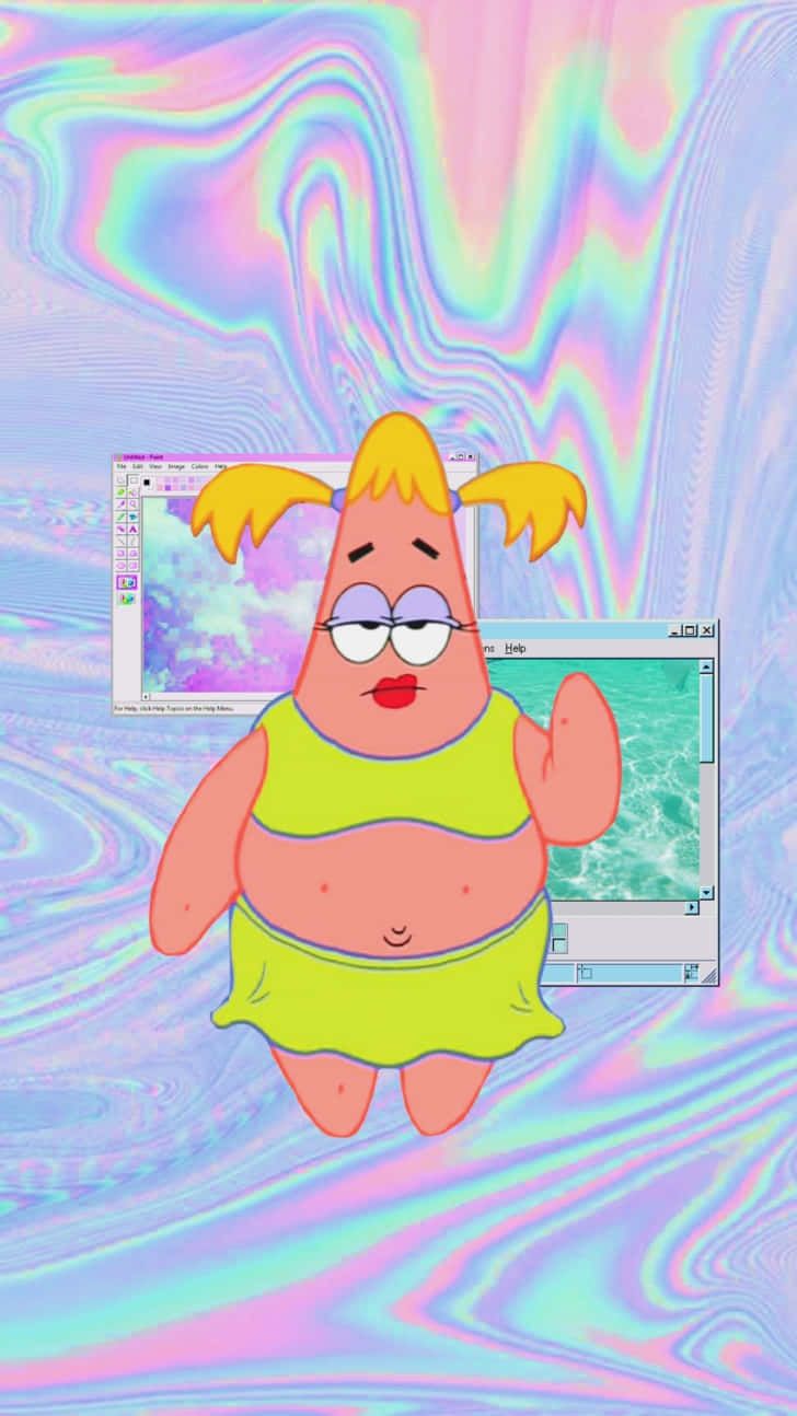 Patrick Star, Holografisch, Pastellfarben, HD, Hintergrundbild fürs Handy