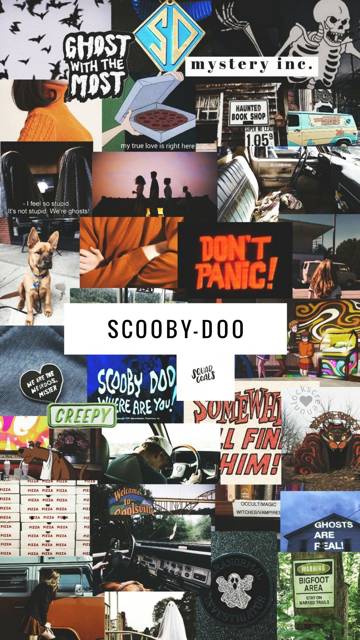 Scooby-Doo, Collage, Grunge, Schwarzweiß, Gespenster, Full HD, Sperrbildschirm fürs iPhone