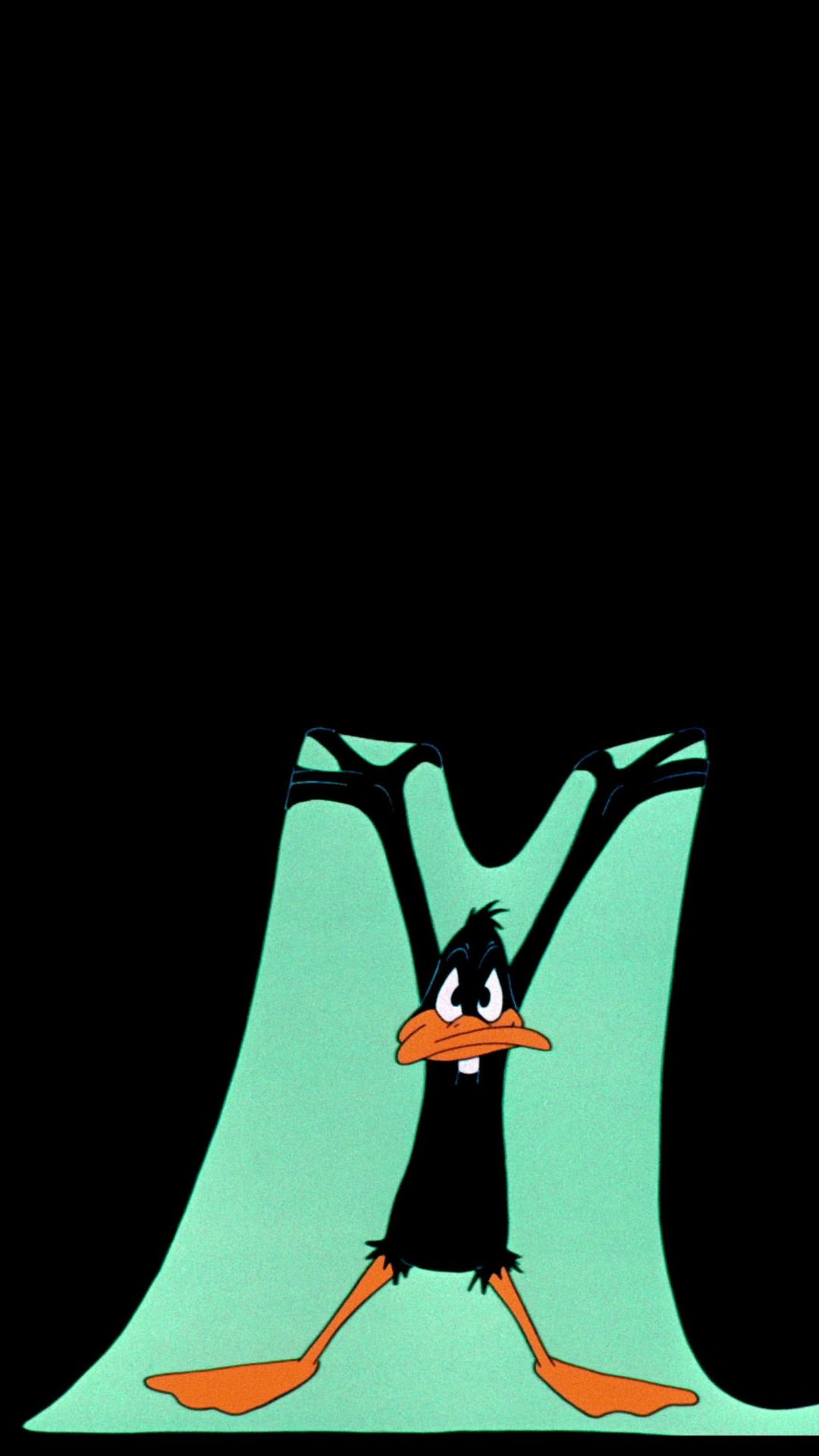 Daffy Duck, Mintgrün, Schwarzer Hintergrund, Pop-Art, Full HD, Sperrbildschirm fürs iPhone