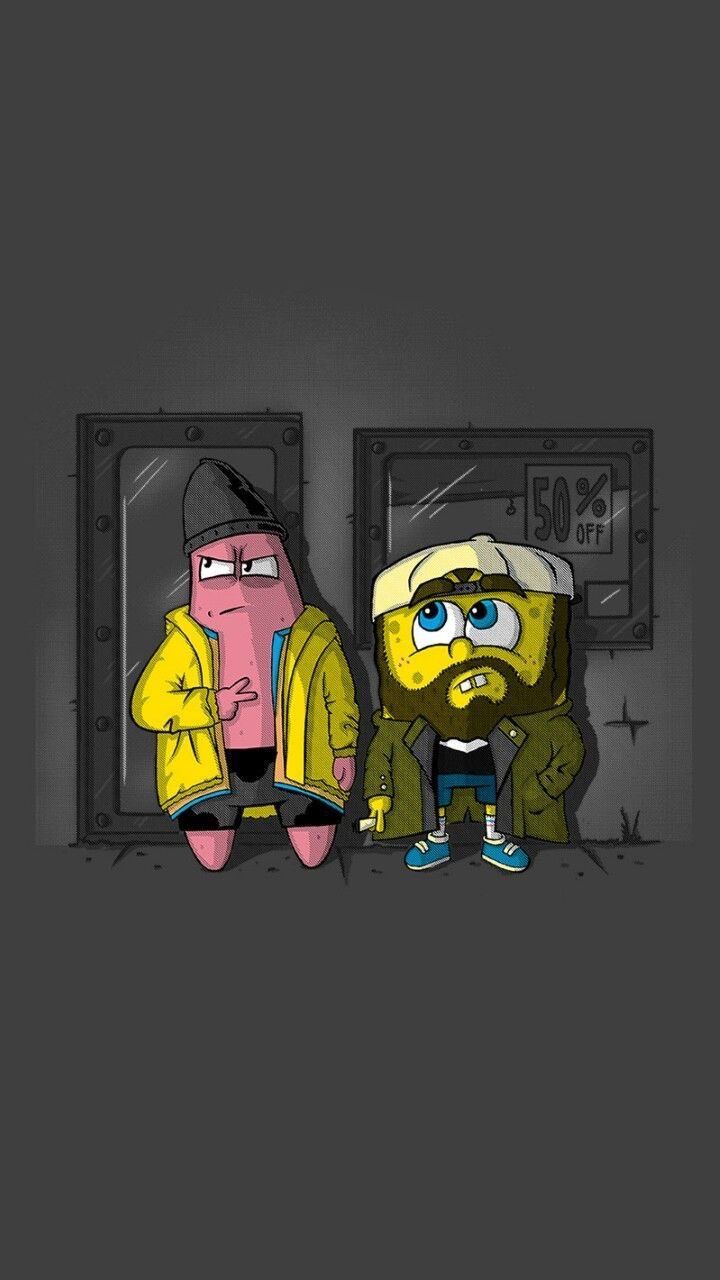 SpongeBob Schwammkopf, Patrick Star, Kapuzenpullover, Dunkelgrau, Cool, HD, Handy-Hintergrund